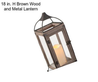 18 in. H Brown Wood and Metal Lantern