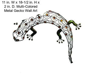 11 in. W x 18-1/2 in. H x 2 in. D. Multi-Colored Metal Gecko Wall Art