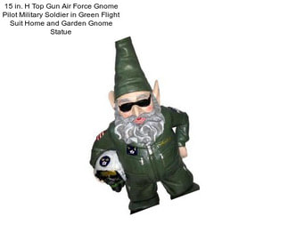 15 in. H Top Gun Air Force Gnome Pilot Military Soldier in Green Flight Suit Home and Garden Gnome Statue