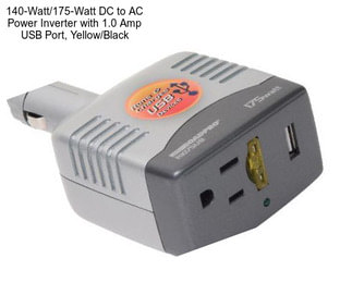 140-Watt/175-Watt DC to AC Power Inverter with 1.0 Amp USB Port, Yellow/Black