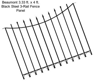 Beaumont 3.33 ft. x 4 ft. Black Steel 3-Rail Fence Panel