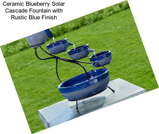 Ceramic Blueberry Solar Cascade Fountain with Rustic Blue Finish