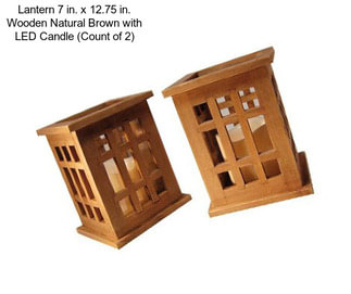Lantern 7 in. x 12.75 in. Wooden Natural Brown with LED Candle (Count of 2)