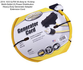 25 ft. 10/3 SJTW 30-Amp to 15-Amp Multi-Outlet (3) Power Distribution Heavy-Duty Generator Adapter Extension Cord