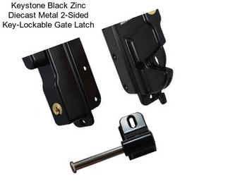 Keystone Black Zinc Diecast Metal 2-Sided Key-Lockable Gate Latch