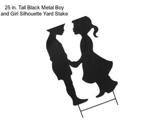 25 in. Tall Black Metal Boy and Girl Silhouette Yard Stake