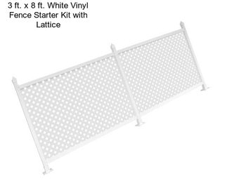 3 ft. x 8 ft. White Vinyl Fence Starter Kit with Lattice