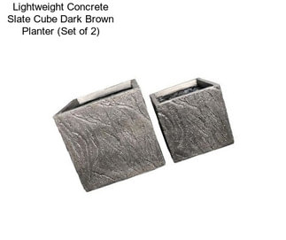 Lightweight Concrete Slate Cube Dark Brown Planter (Set of 2)