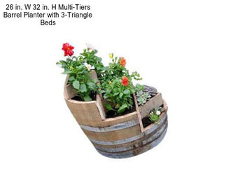 26 in. W 32 in. H Multi-Tiers Barrel Planter with 3-Triangle Beds