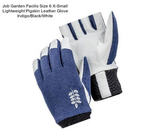 Job Garden Facilis Size 6 X-Small Lightweight Pigskin Leather Glove Indigo/Black/White