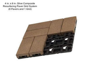4 in. x 8 in. Olive Composite Resurfacing Paver Grid System (8 Pavers and 1 Grid)