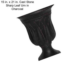 15 in. x 21 in. Cast Stone Sharp Leaf Urn in Charcoal