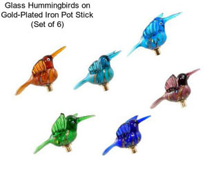 Glass Hummingbirds on Gold-Plated Iron Pot Stick (Set of 6)