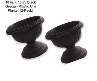 18 in. x 15 in. Black Grecian Plastic Urn Planter (2-Pack)