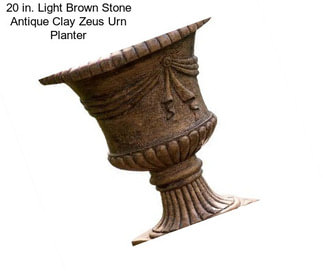 20 in. Light Brown Stone Antique Clay Zeus Urn Planter
