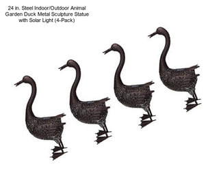 24 in. Steel Indoor/Outdoor Animal Garden Duck Metal Sculpture Statue with Solar Light (4-Pack)