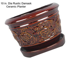 10 in. Dia Rustic Damask Ceramic Planter