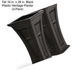 Tall 16 in. x 28 in. Black Plastic Heritage Planter (2-Pack)