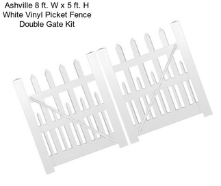 Ashville 8 ft. W x 5 ft. H White Vinyl Picket Fence Double Gate Kit