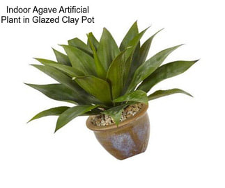 Indoor Agave Artificial Plant in Glazed Clay Pot