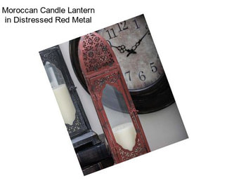 Moroccan Candle Lantern in Distressed Red Metal