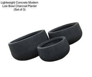 Lightweight Concrete Modern Low Bowl Charcoal Planter (Set of 3)