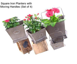 Square Iron Planters with Moving Handles (Set of 4)