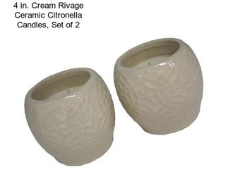 4 in. Cream Rivage Ceramic Citronella Candles, Set of 2