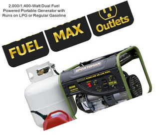 2,000/1,400-Watt Dual Fuel Powered Portable Generator with Runs on LPG or Regular Gasoline