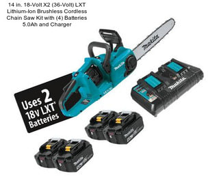 14 in. 18-Volt X2 (36-Volt) LXT Lithium-Ion Brushless Cordless Chain Saw Kit with (4) Batteries 5.0Ah and Charger