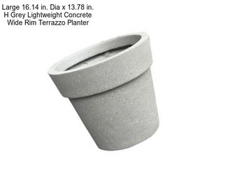 Large 16.14 in. Dia x 13.78 in. H Grey Lightweight Concrete Wide Rim Terrazzo Planter