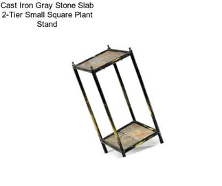 Cast Iron Gray Stone Slab 2-Tier Small Square Plant Stand