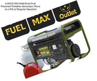 4,000/3,500-Watt Dual Fuel Powered Portable Generator, Runs on LPG or Regular Gasoline