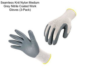 Seamless Knit Nylon Medium Grey Nitrile Coated Work Gloves (3-Pack)