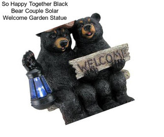 So Happy Together Black Bear Couple Solar Welcome Garden Statue