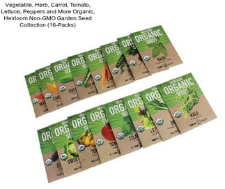 Vegetable, Herb, Carrot, Tomato, Lettuce, Peppers and More Organic, Heirloom Non-GMO Garden Seed Collection (16-Packs)