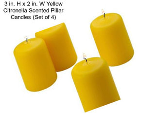 3 in. H x 2 in. W Yellow Citronella Scented Pillar Candles (Set of 4)