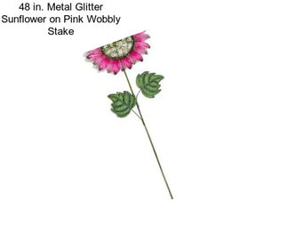 48 in. Metal Glitter Sunflower on Pink Wobbly Stake