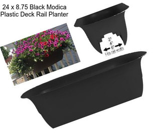 24 x 8.75 Black Modica Plastic Deck Rail Planter