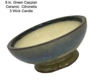 8 in. Green Caspian Ceramic  Citronella 3 Wick Candle