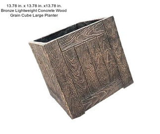 13.78 in. x 13.78 in. x13.78 in. Bronze Lightweight Concrete Wood Grain Cube Large Planter