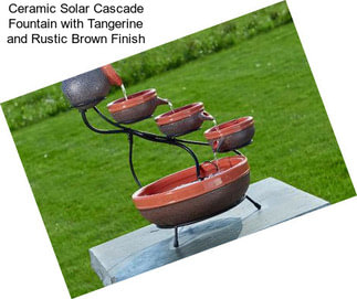 Ceramic Solar Cascade Fountain with Tangerine and Rustic Brown Finish