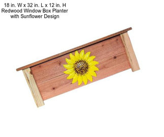 18 in. W x 32 in. L x 12 in. H Redwood Window Box Planter with Sunflower Design