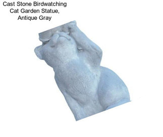 Cast Stone Birdwatching Cat Garden Statue, Antique Gray