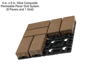4 in. x 8 in. Olive Composite Permeable Paver Grid System (8 Pavers and 1 Grid)