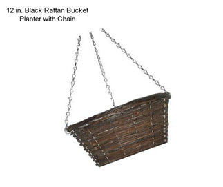 12 in. Black Rattan Bucket Planter with Chain