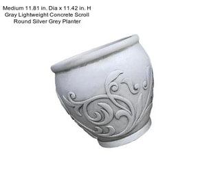 Medium 11.81 in. Dia x 11.42 in. H Gray Lightweight Concrete Scroll Round Silver Grey Planter