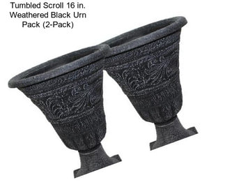 Tumbled Scroll 16 in. Weathered Black Urn Pack (2-Pack)