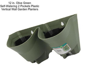 12 in. Olive Green Self-Watering 2 Pockets Plastic Vertical Wall Garden Planters