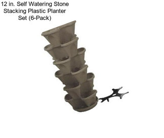 12 in. Self Watering Stone Stacking Plastic Planter Set (6-Pack)